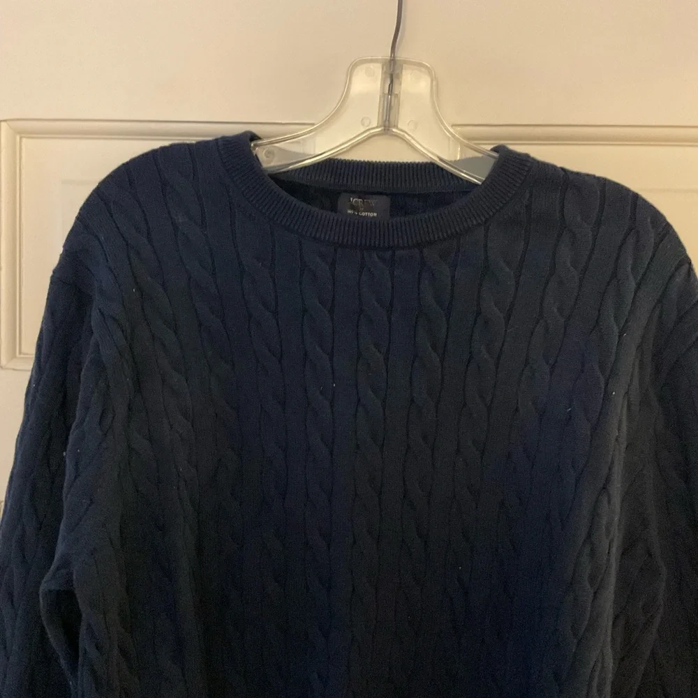 NEW J.Crew Cotton cable crewneck sweater Navy Blue Men’s Size M NWOT Preppy